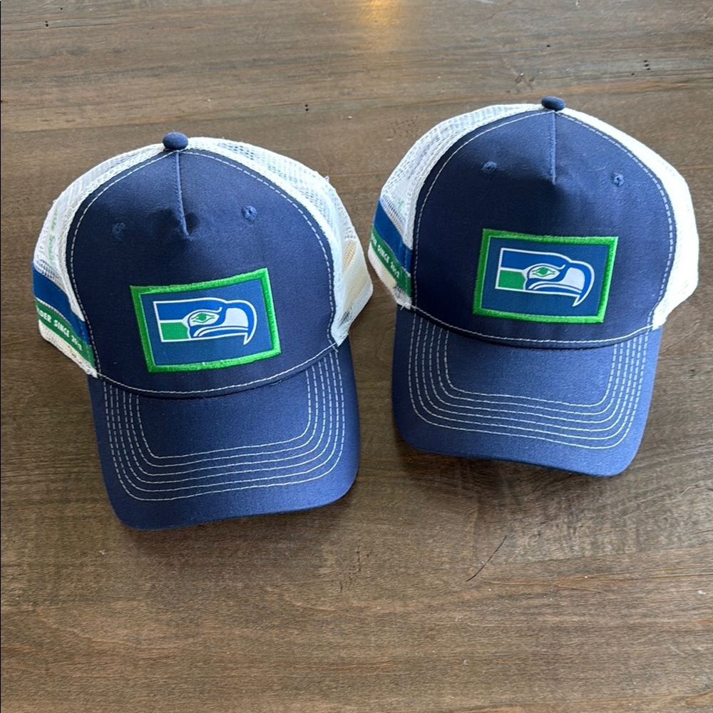 Blue and White Seahawks Caps